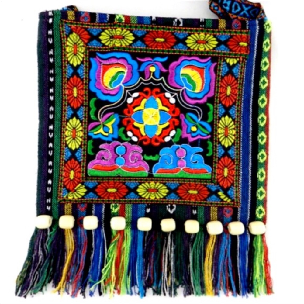 Vintage Boho Embroidery Hobo Crossbody Handbag - Picture 2 of 5